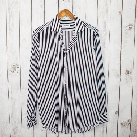 Robert Graham Men's Button up Shirt White w/ Stripes Size 16 41cm 100% Cotton - Picture 1 of 6